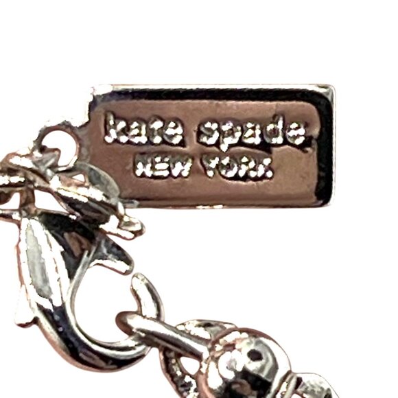 Kate Spade New York Silver-Tone Crystal Pendant Necklace With Chain & Pouch - Picture 7 of 9
